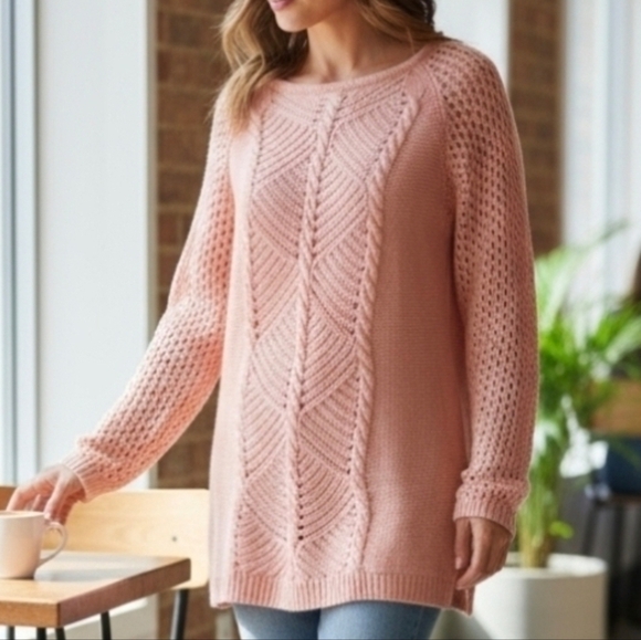 NEW DIRECTIONS | OPEN KNIT TUNIC SWEATER - Picture 1 of 16